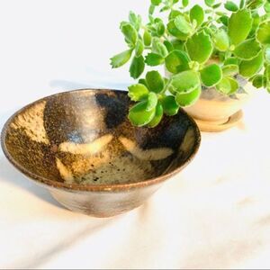 Artist Pottery Bowl‎ Dish Hand Made Neutral Brown and Tan Colors Medium Sized
